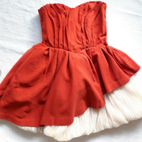 Christmas Strapless Bow Accent Bubble Skirt Cocktail Mini Dress - Picture 1 of 7